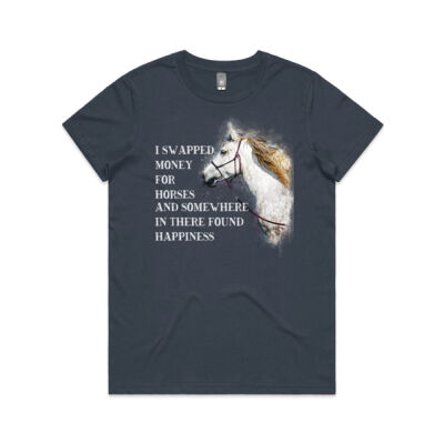 I Swapped Money for Horses and Somewhere in There Found Happiness, Horse Tee Shirt, Inspirational horse tee shirt, Horse Thumbnail